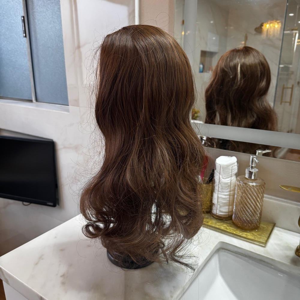 Human Hair topper dark golden brown
